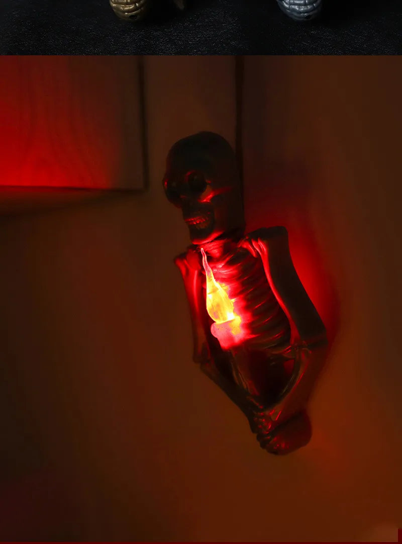 Lampe crâne suspendue Halloween — allumée
