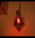 Lampe crâne suspendue Halloween — finition argentée et dorée