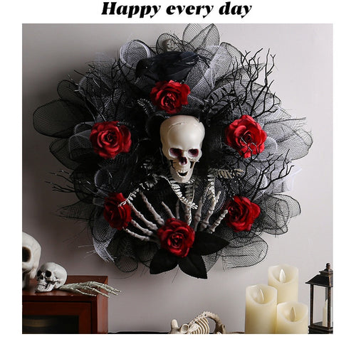 Guirlande crâne et roses Halloween
